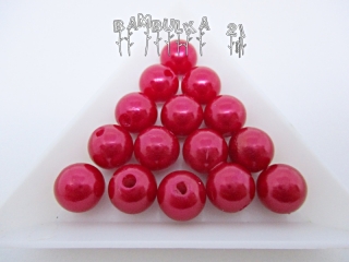  Akrylové perličky cca 10mm Barva: červená "voskovaná" - 1ks