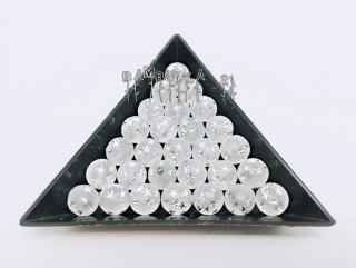  Akrylové kuličky 8mm, ledově zamrzlé se stříbrnými hvězdičkami - balení 20ks