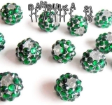 Akrylové kuličky 12mm s krásnýma zelenýma kamínkama - 1ks