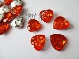 Akrylový krásný knoflík - srdce 13x13mm, světle oranžový