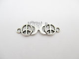 Kovový mezičlánek - mezidíl - komponent, peace, cca 35x10mm, 1ks, starostříbro