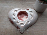 Svícen na čajovou svíčku, mramorované bílé červené (ZÁSILKOVNA, nebo BALÍKOVNA)