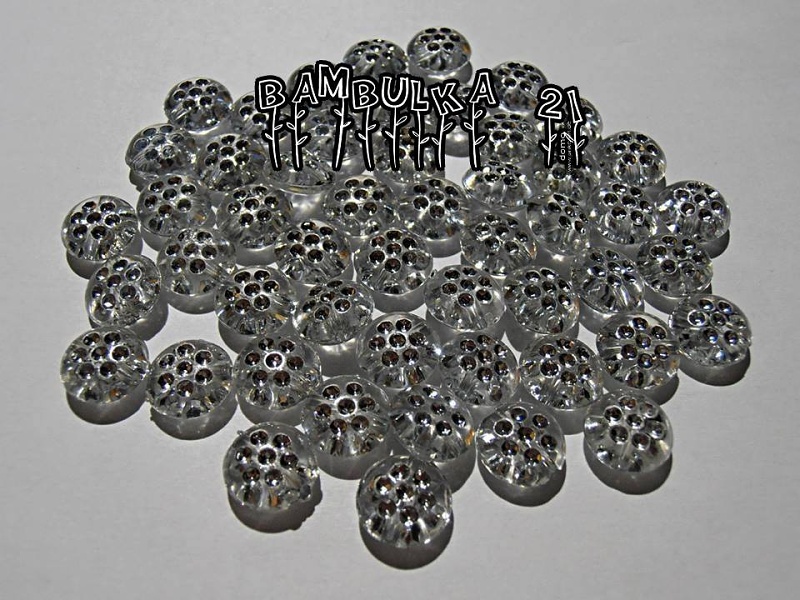 Akrylové ploškované kolečka se stříbrnými tečkami 10mm x 4mm - balení 10ks