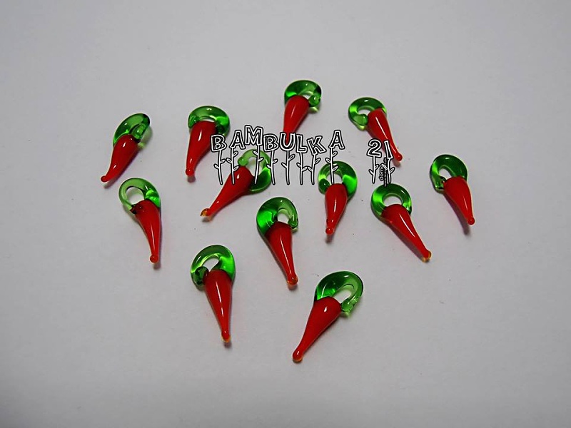 Skleněné chilli papričky :) 17mm