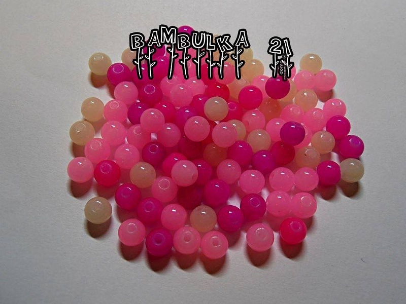 Skleněné kuličky cca 6mm, růžový mix