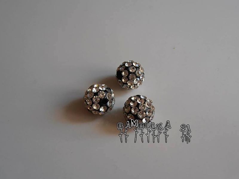 Disco Ball kuličky 10mm černé se stříbrnými kamínky