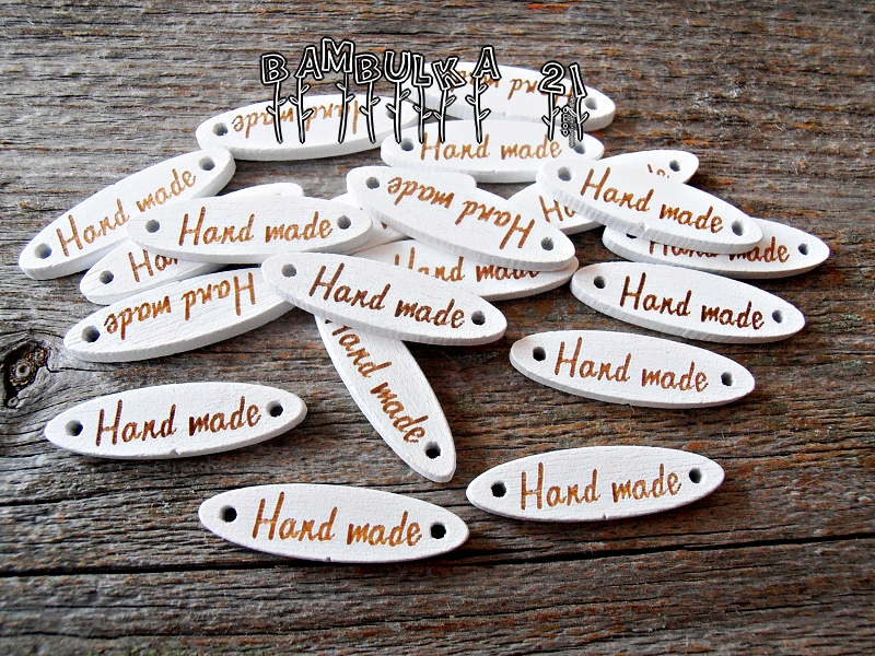 Dřevěné visačky HAND MADE 27mm x 8mm