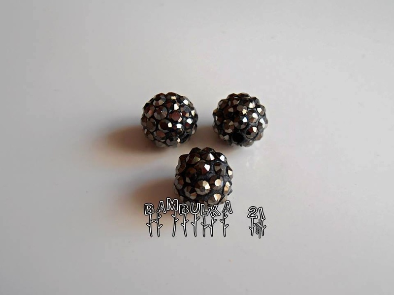 Disco Ball kuličky 10mm šedo-černé s "kovovými" kamínky