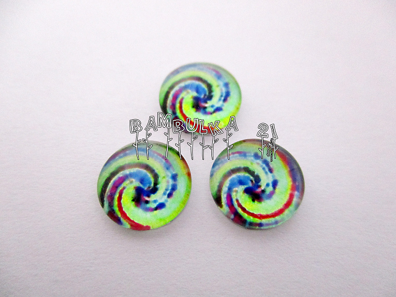 Skleněný kabošon 10mm "ala mandala" č.11.