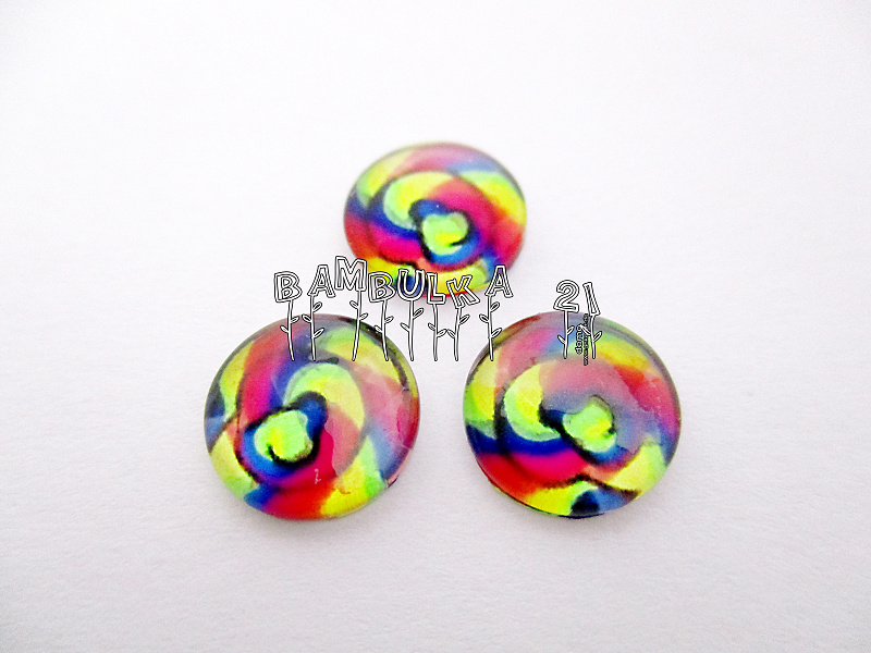 Skleněný kabošon 10mm "ala mandala" č.9.