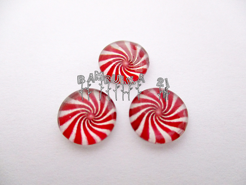 Skleněný kabošon 10mm "ala mandala" č.4.