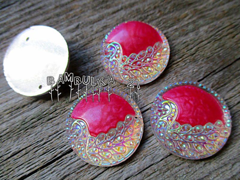 Akrylový kamínek 25mm, peacock pink