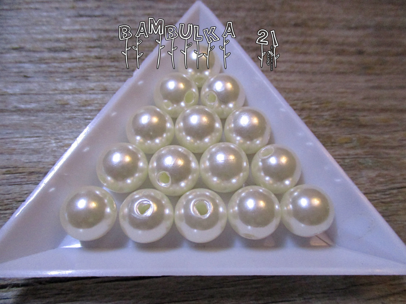 Akrylové perličky 10mm Barva: slonová kost "voskovaná" - 1ks