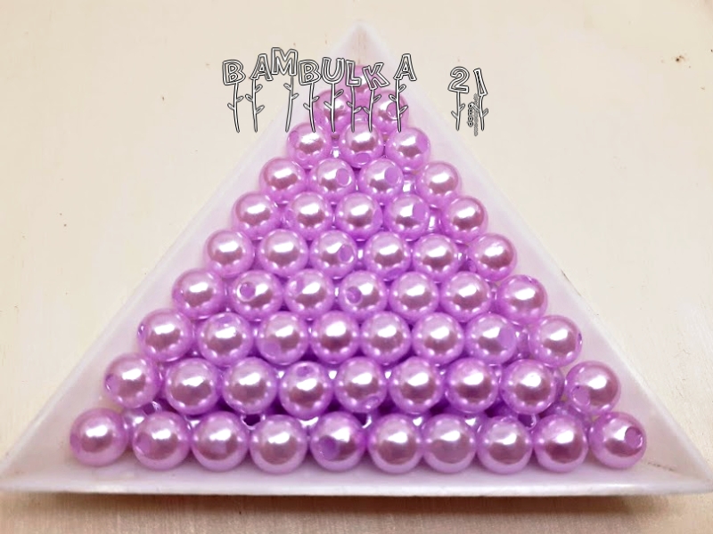 Akrylové perličky 6mm, barva světlunce fialová, "voskovaná" - balení 40ks 