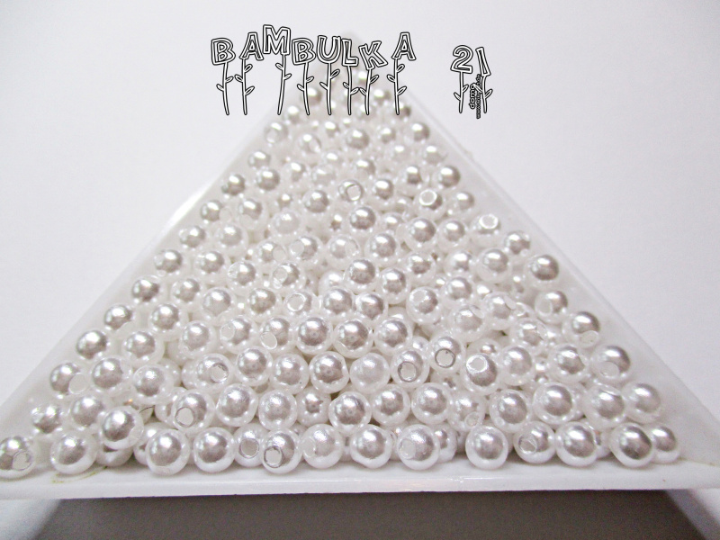  Akrylové perličky 4mm Barva: bílá "voskovaná" - 100ks