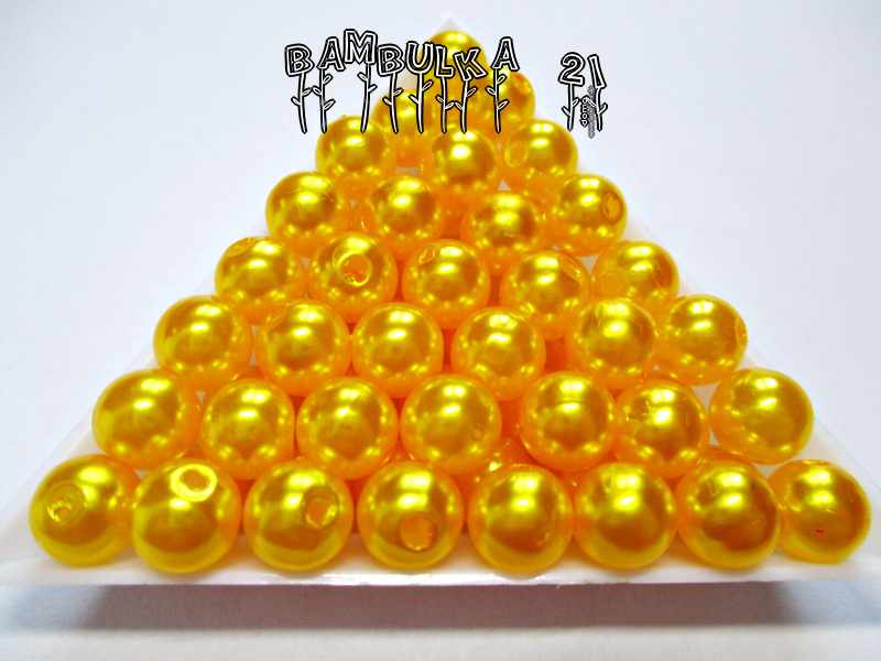  Akrylové perličky cca 8mm Barva: žlutá/zlatá "voskovaná" - cca 20ks
