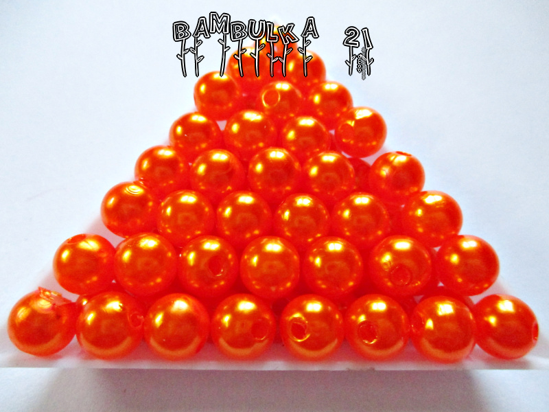  Akrylové perličky cca 8mm Barva: oranžová "voskovaná" - cca 20ks