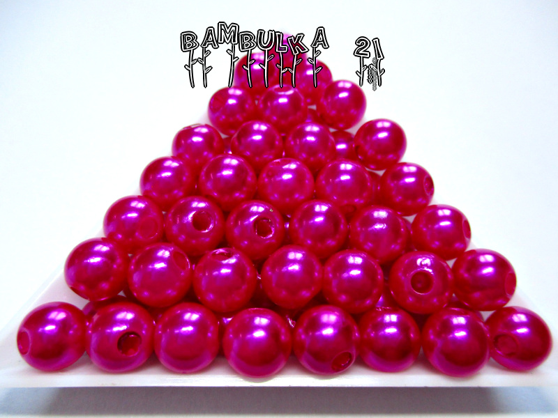  Akrylové perličky cca 8mm Barva: tmavě růžová "voskovaná" - cca 20ks
