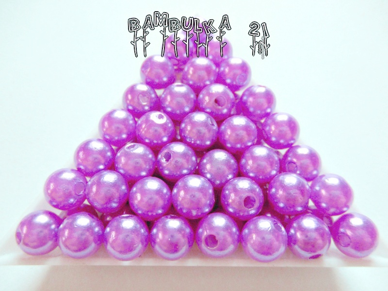  Akrylové perličky cca 8mm Barva: fialová "voskovaná" - cca 20ks