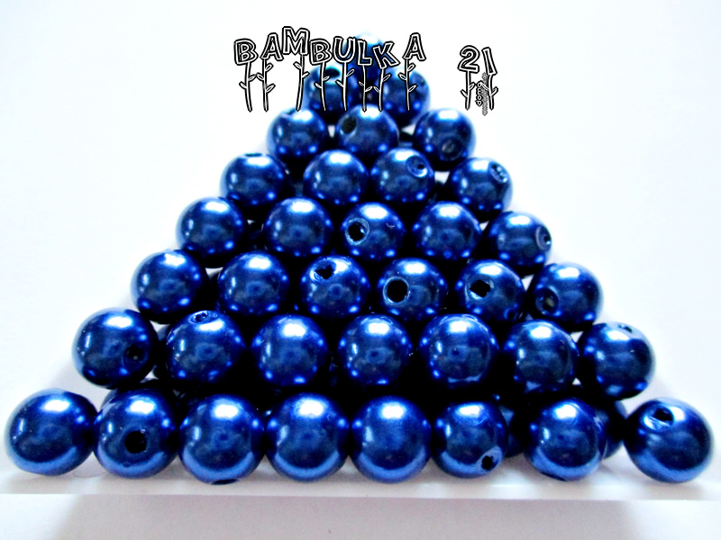  Akrylové perličky cca 8mm Barva: tmavě modré "voskovaná" - cca 20ks