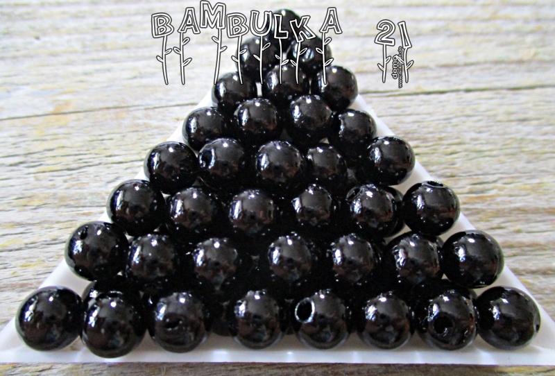  Akrylové perličky cca 8mm Barva: černá - cca 20ks
