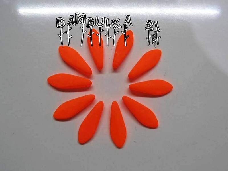  Neonové jazýčky oranžové, cca 15mm x 6mm - balení 10ks