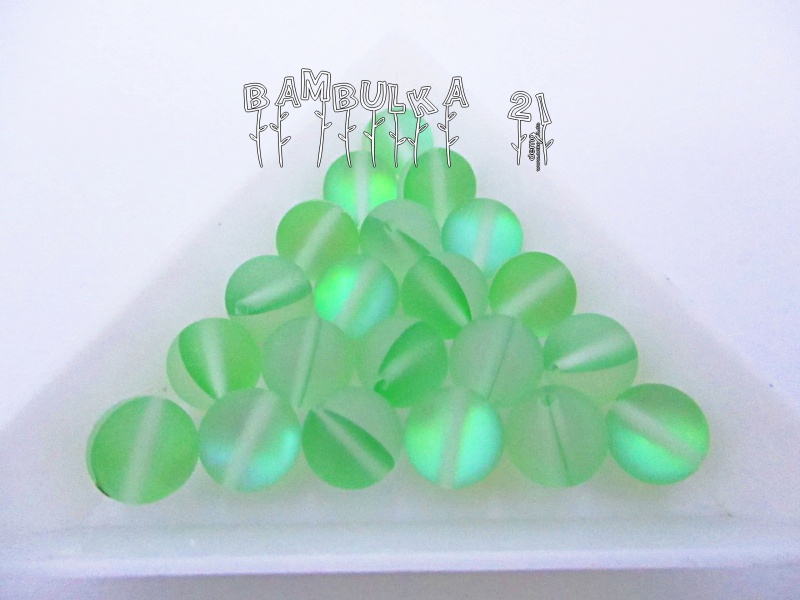 Měsíční kámen-Opalit-matný zelený syntetic polodrahokam - Korálky z minerálů 8mm