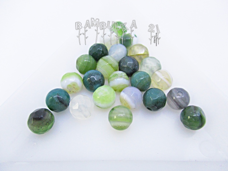 Achát Green fazetovaný - Korálky z minerálů - cca 6mm
