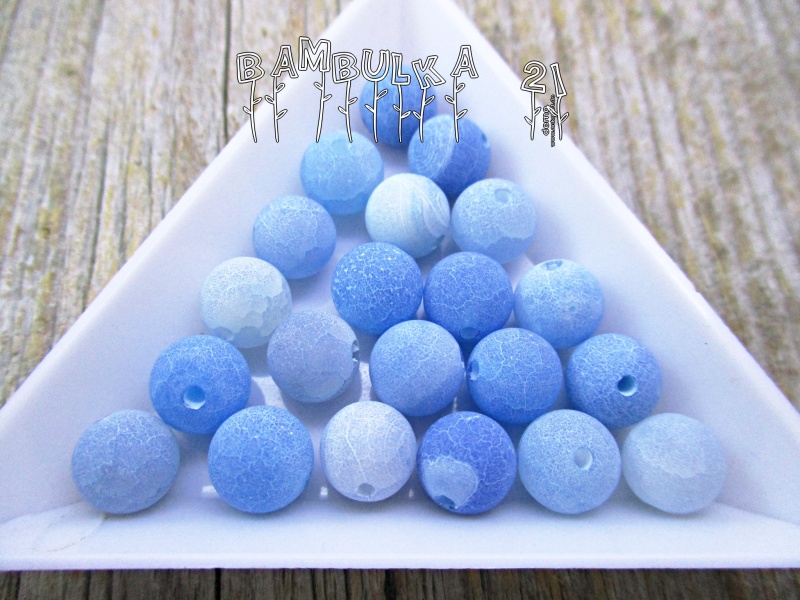 Achát Blue matný přírodní - Korálky z minerálů - cca 8mm
