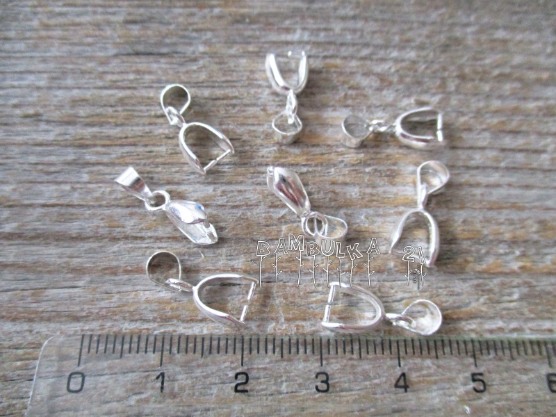 Šlupna 17x6mm s očkem, barva stříbrná, 1ks