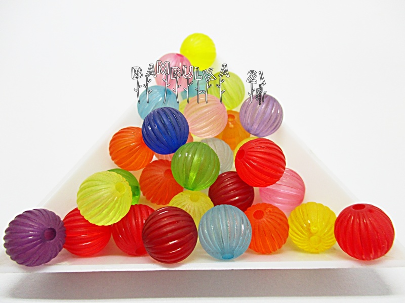  Akrylové kuličky cca 9,5mm, matné balonky, mix barev - balení cca 10ks