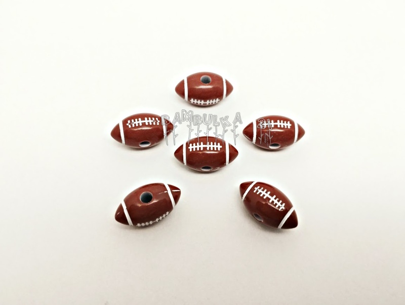 Akrylové kuličky cca 17x9mm - ragbyový míč, 1ks