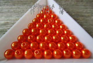 Akrylové perličky 6mm, barva oranžová - balení 40ks 