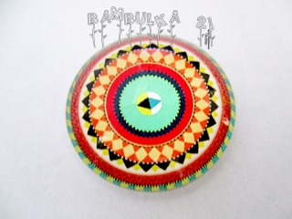 Skleněný kabošon 25mm - ala mandala č.47.