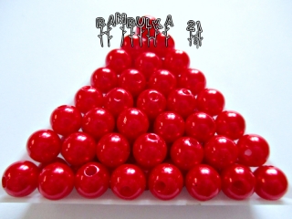  Akrylové perličky cca 8mm Barva: červená "voskovaná" - cca 20ks
