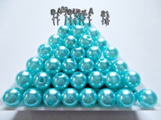  Akrylové perličky cca 8mm Barva: tyrkysová "voskovaná" - cca 20ks