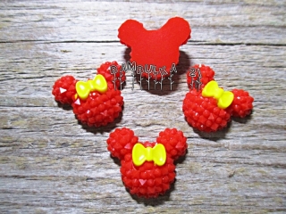 Akrylový kabošon Mickey Mouse - Minnie,  20x18mm, barva červená - 1ks 