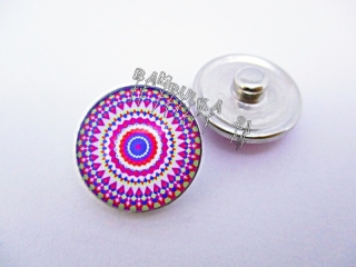 Skleněný cvak knoflík 18mm - ala mandala - č.7.