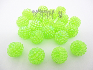  Akrylové kuličky "maliny" cca 15mm, barva světle zelenkavá, 1ks (II. jakost)