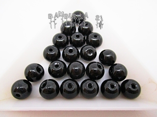 Skleněné kuličky, cca 8mm, neprůhledné černé, lesk, 1ks
