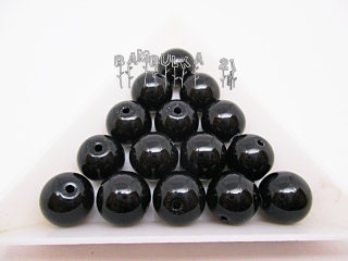 Skleněné kuličky, cca 10mm, neprůhledné černé, lesk, 1ks