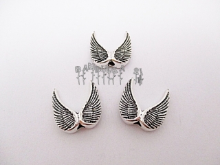 Přívěsek - mezičlánek - mezidíl - andělská křídla - 15x15mm, starostříbro, 1ks