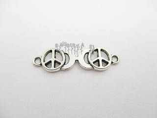 Kovový mezičlánek - mezidíl - komponent, peace, cca 35x10mm, 1ks, starostříbro