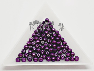 Skleněné kuličky, perličky cca 4mm, barva fialová, balení cca 32ks
