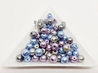 Voskované skleněné perličky cca 6mm, barevný mix 4., balení 20ks
