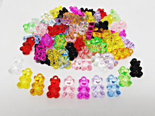 Akryloví "gumídci" medvídci s očkem, cca 22x12mm, barevný mix, balení 10ks
